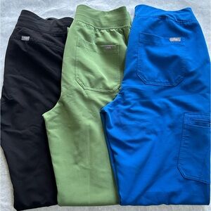LOT OF 3-FIGS TECHNICAL COLLECTION SCRUB PANTS SIZE MED/TALL